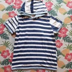 フード付きストライプTシャツ