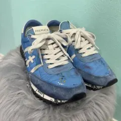 PREMIATA レザーナイロンスニーカー ブルー 42 メンズ イタリア製美品のサムネイル