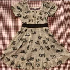 axesfemmeアクシーズ　フリルレース装飾シフォンフレアワンピース