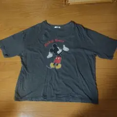 しまむら Disney ミッキーマウス 半袖Tシャツ ダークグレー