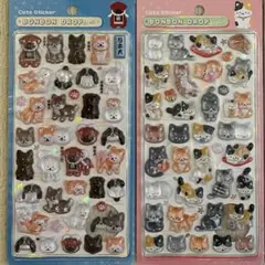 【正規品】　和犬　和猫　ボンボンドロップシール　2点セット　和柄　新作　第二弾