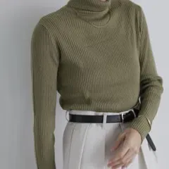 【SELECT MOCA】シンプルリブタートルニット