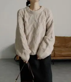 【美品】ケーブルニット ベージュ セーター RANAN フリーサイズ