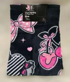 マイメロディ　クロミ　フェイスタオル　50周年記念　ブラック　ピンク　サンリオ
