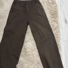 ブラウン ワイドパンツ コットン混紡