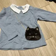 【プティマイン】猫の顔ポケット付きトレーナー