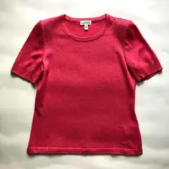 ★美品★セントジョン 半袖ニット M ピンク リブ 刺繍 エンブロイダリー