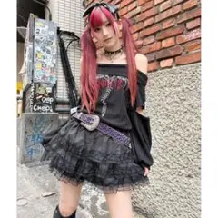 VOLCAN&APHRODITE フリルブラックミニティアードスカート