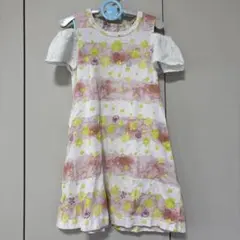 ハッカキッズ　花柄女の子　オフショルワンピース 110cm