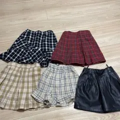 キッズ スカート 5点セット チェック柄