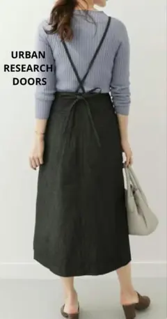 URBAN RESEARCH DOORS デニムサスペンダースカート　ブラック