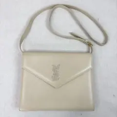 イヴ・サンローラン YSL クロスボディバッグ ステッチ ホワイト レザー 