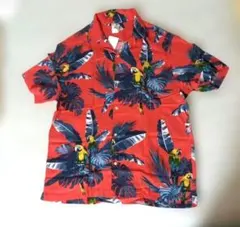 H&M L.O.G.G. アロハシャツ オウム柄 レッド系 Mのサムネイル