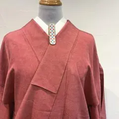 正絹　単衣着物　江戸小紋　伝統工芸　印あり　中古美品　蘇芳色