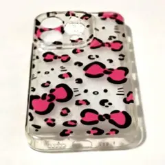 【美中古品】ハローキティ風のヒョウ柄iPhone16Proソフトジェルケースのサムネイル