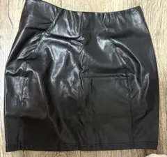 黒 レザー風 タイトスカート ジッパー付き