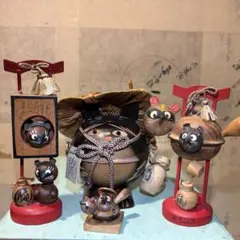 新品】手作りの陶人形 縁起と癒し 大黒様と小槌うさぎたち 土と炎を師