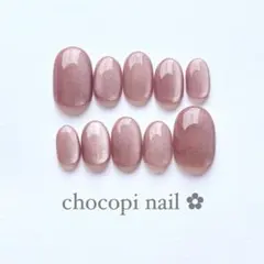 マグネットネイルチップ　ピンクブラウン　オーバルショート　ニュアンス　奥行き