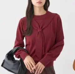 【2度着用】earth music&ecology ボウタイニットプルオーバー