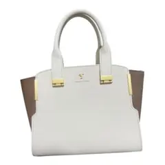 美品サマンサタバサ ハンドバッグ ショルダーバッグ 2way バイカラー 白×茶