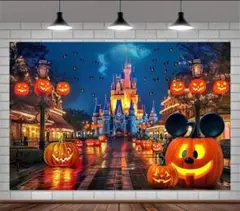 【新品】 ミッキー ハロウィン　タペストリー　布　背景　写真　撮影　かぼちゃ　秋