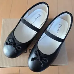 【ブランシェス】 ブラック バレエシューズ 18.0cm
