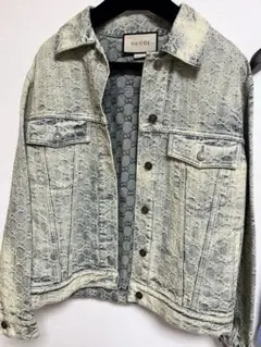 美品✨GUCCI ホワイトデニムジャケット 42 Gジャン ロゴ刺繍 刻印