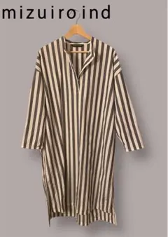 mizuiro ind ミズイロインドのストライプ シャツワンピース