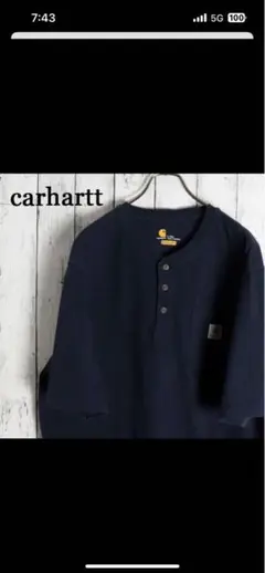 希少 carhartt カーハート ロゴポケット付 ヘンリーネックTシャツ