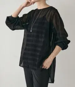 BEARDSLEY グレンチェック ベルベットプルオーバー