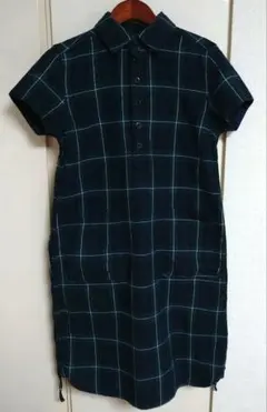 NATURAL LAUNDRY ブラックウォッチ 半袖シャツワンピース 日本製
