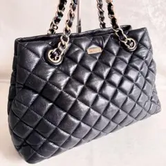 ケイトスペード キルティング トートバッグ ブラック ゴールドチェーン y2k