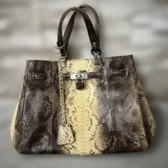 COACH トートバッグ ゴールド金具 馬車金具 パイソン 型押し ホース 