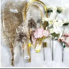 アートフラワー14点セット 胡蝶蘭 アジサイ サクラ かすみ草 グリッター 水引