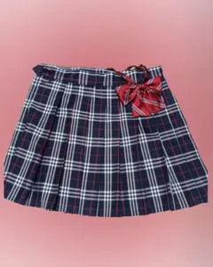 なんちゃって制服　ネイビーとホワイトのチェック柄スカート