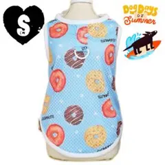 新品 S メッシュ ドーナツ柄 ベスト （水色） 犬服 犬の服 タンクトップ