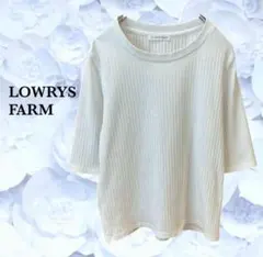 ★ローリーズファーム』リブ カットソー Tシャツ【F】ホワイト 白 5分袖 無地