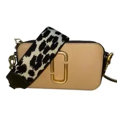 希少デザイン✨ベージュ ショルダーバッグ ヒョウ柄ストラップ