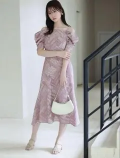 SNIDEL スナイデル2wayデザインプリントワンピース ピンク 0