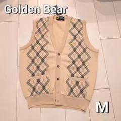 新品 golden bear ゴールデンベア チェック柄 ベージュ ベスト M