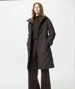 パフテックロングコートリラックスフィット　ダークブラウン　Sサイズ