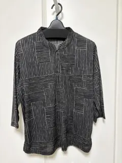 幾何学模様 七分袖 カットソー ミセス