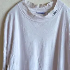90s 00s 無地 ロングTシャツ モックネック長袖 XL 白 綿 古着男子のサムネイル