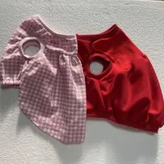 ハンドメイド犬服♡小型犬S夏用ワンピースとバルーンタンクトップお値下げ商品