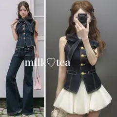 ダーリッチ 新品タグ付き インディゴ DDボタンリボンデニムトップス フリー F