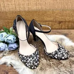 【未使用級】グレースコンチネンタル　ビジュー刺繍　パンプス　パーティ約23.5㎝