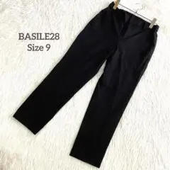 【BASILE28】ウール混 ストレートパンツ 9号 M相当 ブラック