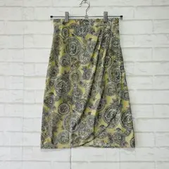 美品 J&R ラップスカート（M）ベージュ ペイズリー柄 膝丈 ドレープ 春夏物のサムネイル