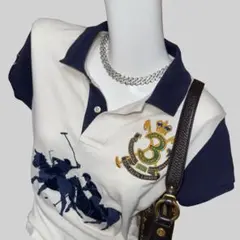 00s ラルフローレン ポニー 刺繍 ポロシャツ ホワイト 平成女児 平成ギャル