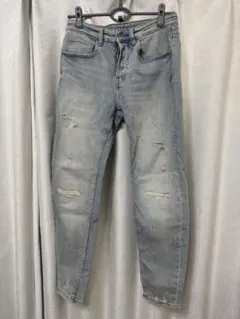 ZARA ダメージ加工 ライトブルー デニムパンツ